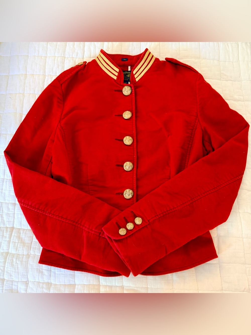 VTG Polo Jeans Co S Ralph Lauren Red Velvet Hussar Military Jacket Gold Buttons